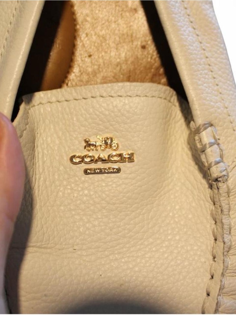 Coach White Pebbled Leather Driving Loafers - Picture 6 of 8